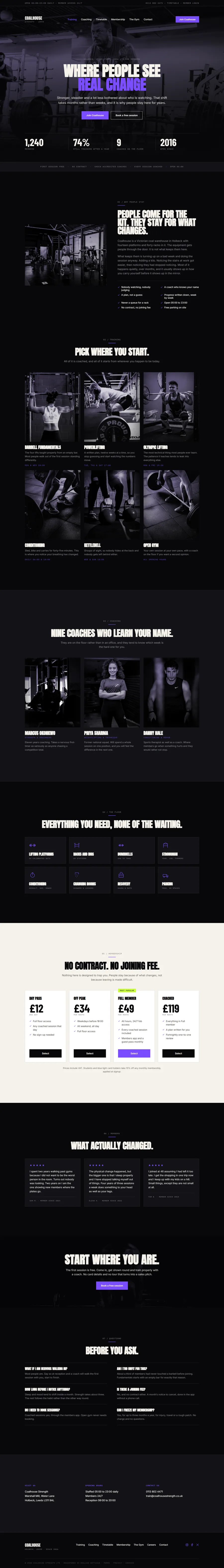 Screenshot of the Coalhouse Strength website
