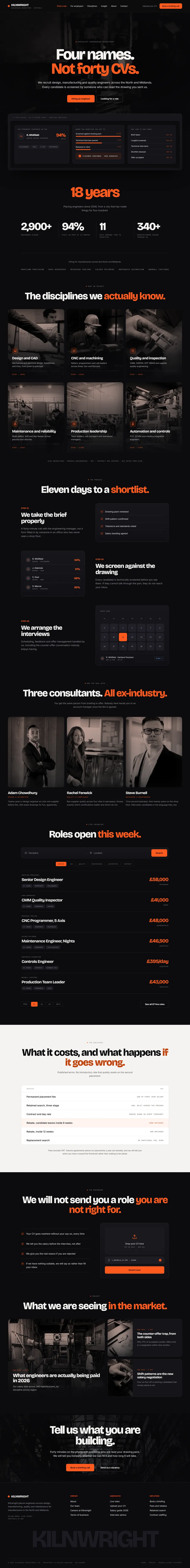 Screenshot of the Kilnwright website