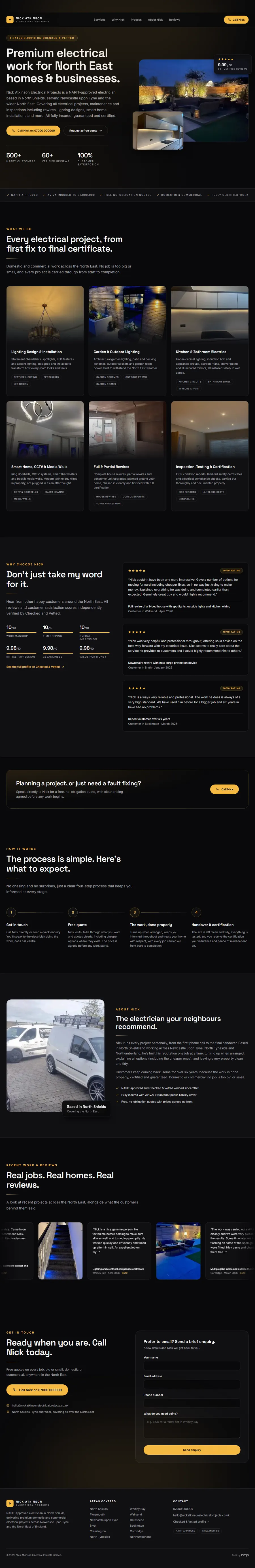 Screenshot of the Nick Atkinson Electrical website